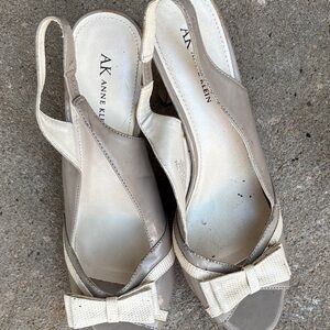 Anne Klein Beige and Cream Slingback Heels -As-is few call out in good condition